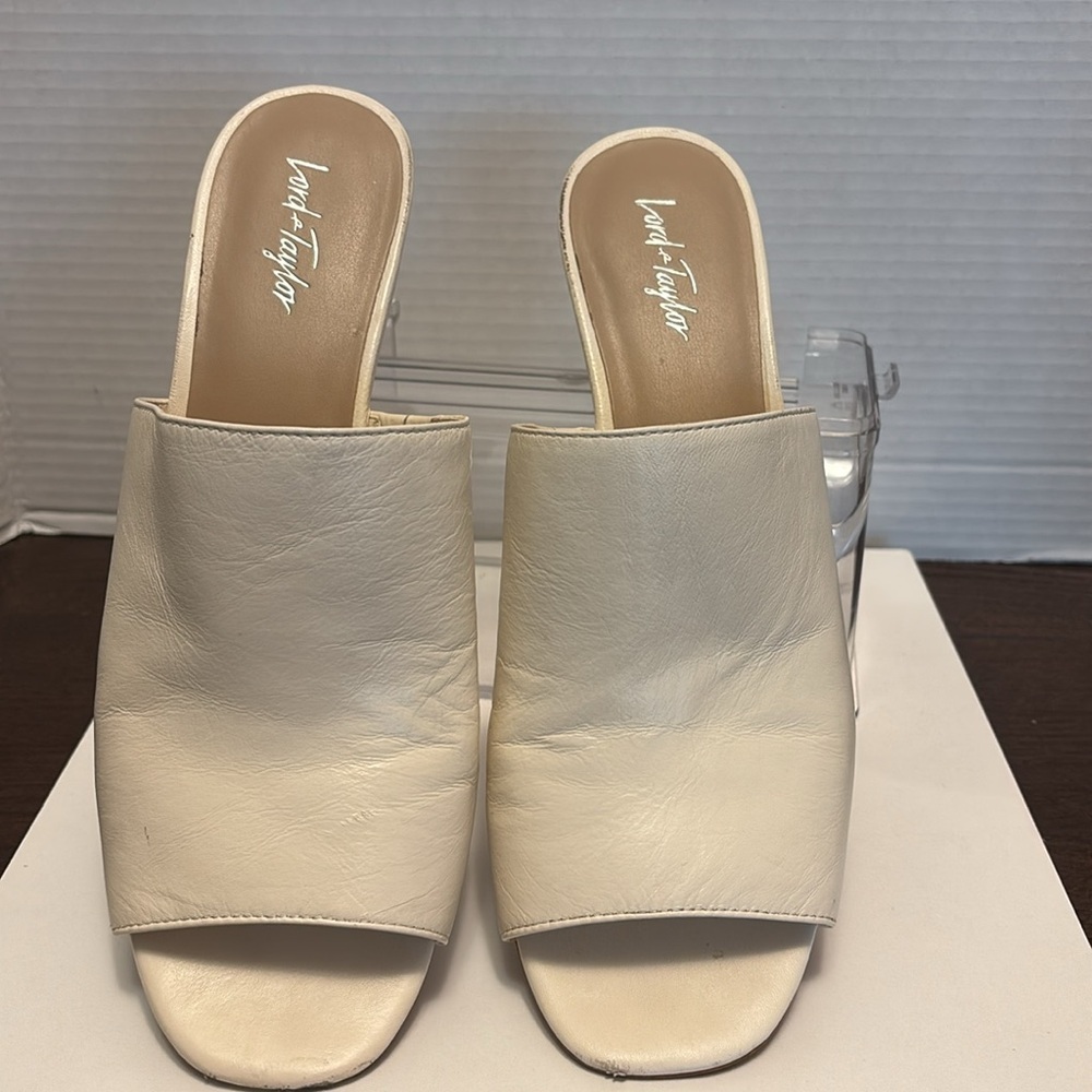 Lord & Taylor White Leather Mules - Picture 5 of 10